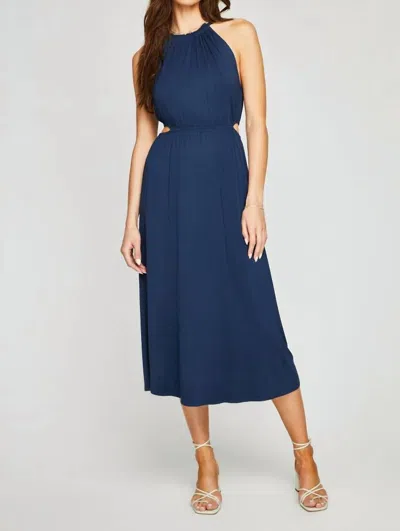 Gentle Fawn Edith Midi Dress In Indigo In Multi
