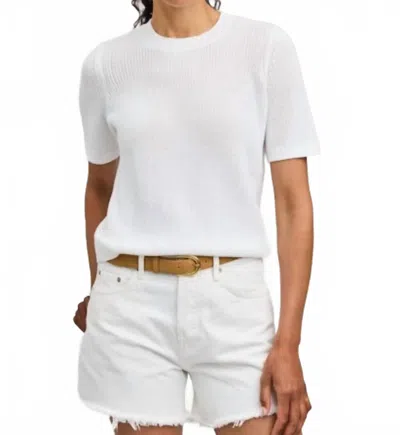 Gentle Fawn Faye Short Sleeve Ribbed Sweater In White In Multi