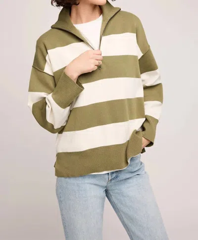 Gentle Fawn Idris Quarter Zip Pullover Sweater In Ivy In Green