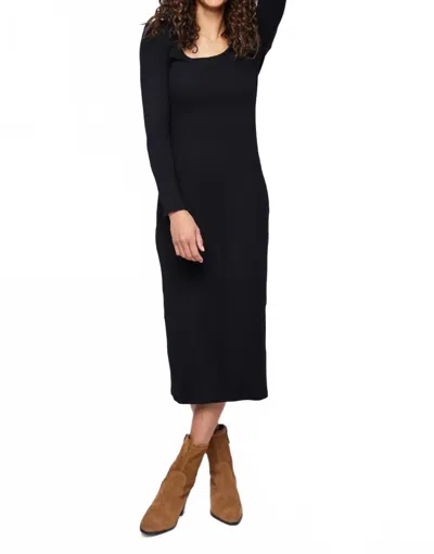 Gentle Fawn Long Sleeve Ribbed Midi Dress In Black