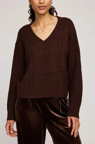 Gentle Fawn Marcie V Neck Sweater In Ganache In Black