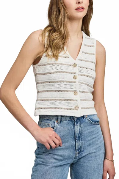 Gentle Fawn Mariana Knit Vest In Beechwood Stripe In White