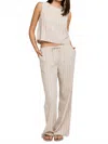 Gentle Fawn River Curved Hem Tank In Linen Stripe In Neutral