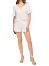 Gentle Fawn Short Sleeve Eyelet Top In White In White