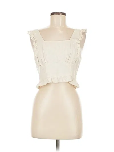 Pre-owned Gentle Fawn Sleeveless Top Ivory Ruffles Neckline Tops In White