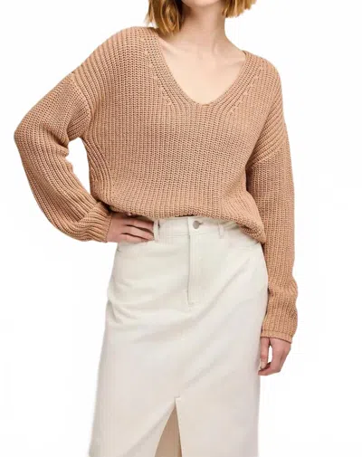 Gentle Fawn Spencer V-neck Knit Sweater In Tan In Brown