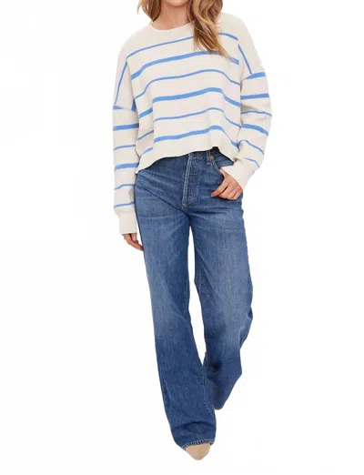 Gentle Fawn Stripe Crewneck Sweater In Blue In White