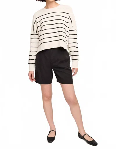 Gentle Fawn Striped Crewneck Sweater In White/black