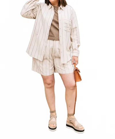 Gentle Fawn Striped Linen Shirt In Cream In White