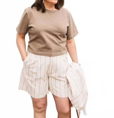 Gentle Fawn Striped Linen Short In Cream In Multi