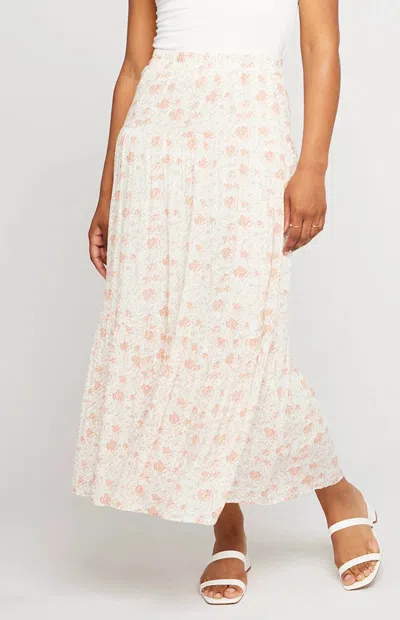 Gentle Fawn Teigan Midi Skirt In Sorbet Delicate Floral In White