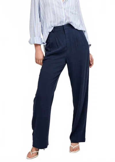 Gentle Fawn The Elliot Linen High Rise Trouser Pant In Navy In Blue