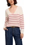 Gentle Fawn Tucker Pullover Sweater In Red Stripe In Red