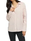 Gentle Fawn Valencia Button Down Top In White Stripe In Multi