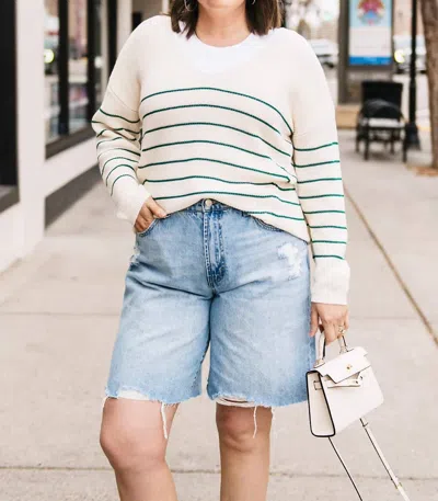 Gentle Fawn V-neck Sweater In Kelly Stripe In Neutral
