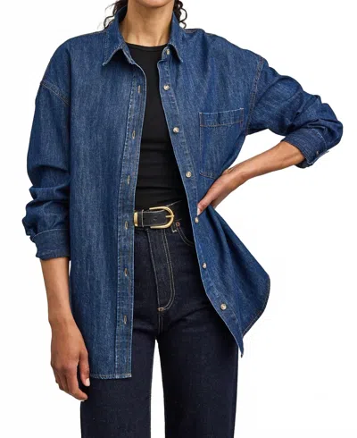 Gentle Fawn Whitney Denim Button Down Shirt In Dakr Wash In Blue
