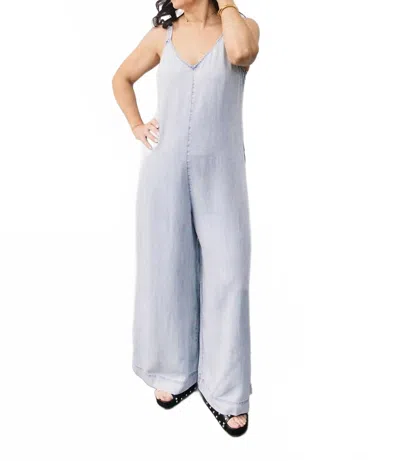 Gentle Fawn Wide Leg Jumpsuit In Chambray Blue In Purple