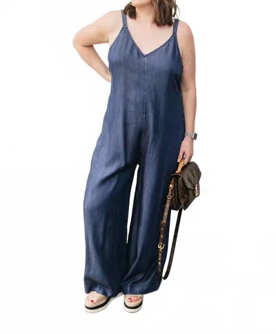 Gentle Fawn Wide Leg Jumpsuit In Dark Chambray Blue