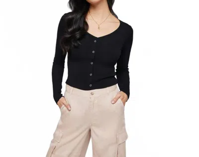 Gentle Fawn Zahara Ribbed V-neck Top In Black