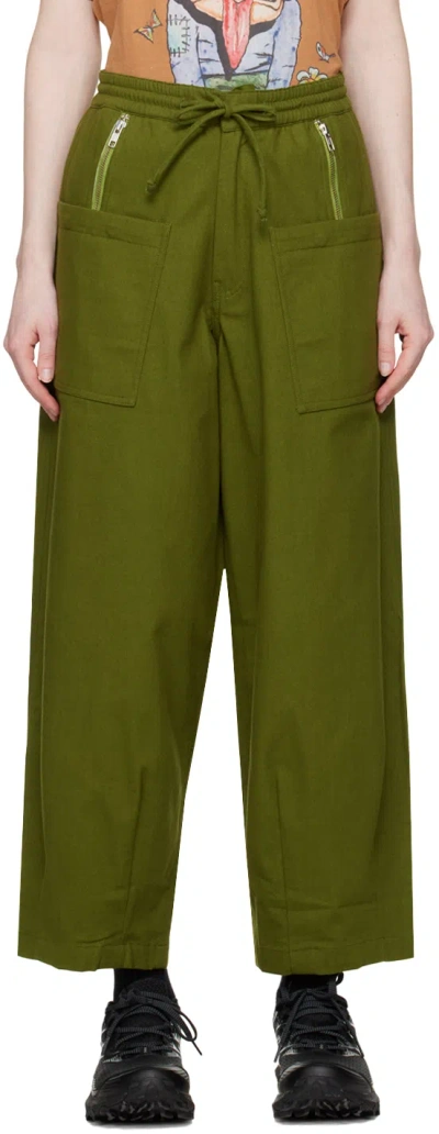 Gentle Fullness Green Found Trousers In Olive Canvas