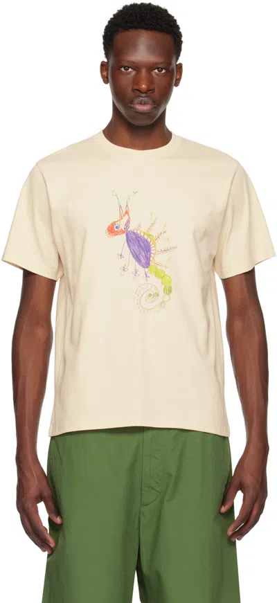Gentle Fullness Off-white Crewneck T-shirt In Ecru Chameleon
