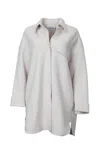 Gentle Herd Oversized Wool Shirt-jacket In Light Grey In White