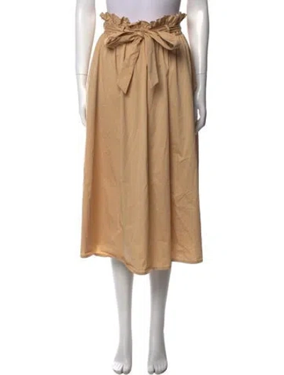 Pre-owned Gentle Herd Pleated Accents Midi Length Skirt In Neutral