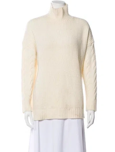 Pre-owned Gentle Herd Wool Mock Neck Sweater In Neutrals