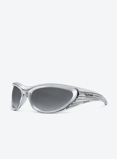 Pre-owned Gentle Monster X Mugler Spiral 02 Cs1 Chrome Silver Gray, South Korea Authentic