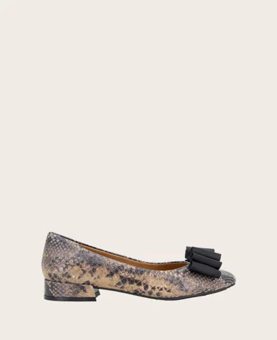 Gentle Souls - Atlas Snakeskin Leather Bow Flat In Brown Snake Leather