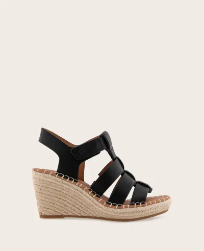 Gentle Souls - Capelin Leather Espadrille Wedge In Black Leather