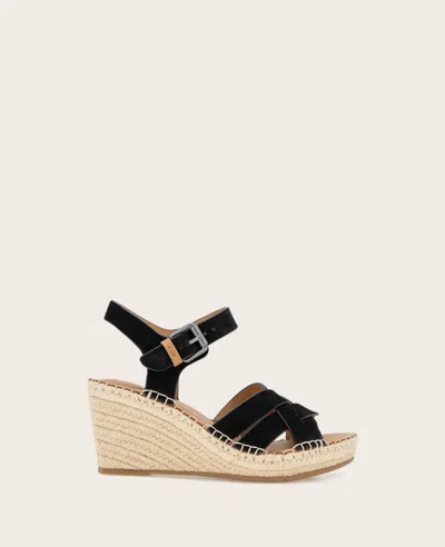 Gentle Souls - Caspian Nubuck Espadrille Wedge In Black Nubuck