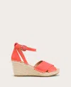 Gentle Souls Women's Charli X Band Wedge Espadrille Sandals In Bright Coral Suede