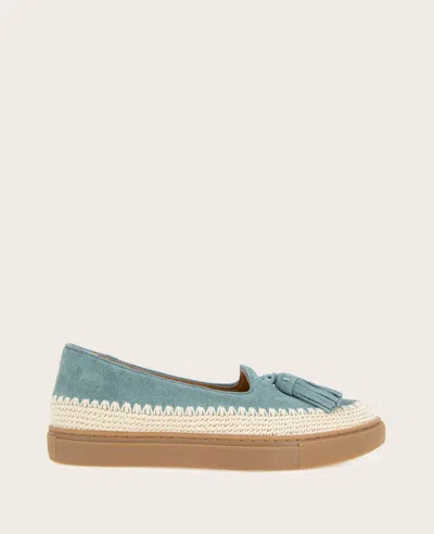 Gentle Souls - Citrus Tassel Suede Platform Slip On In Light Blue Suede