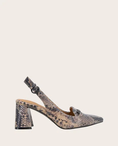 Gentle Souls - Dionne Leather Slingback Heel In Brown Snake Leather