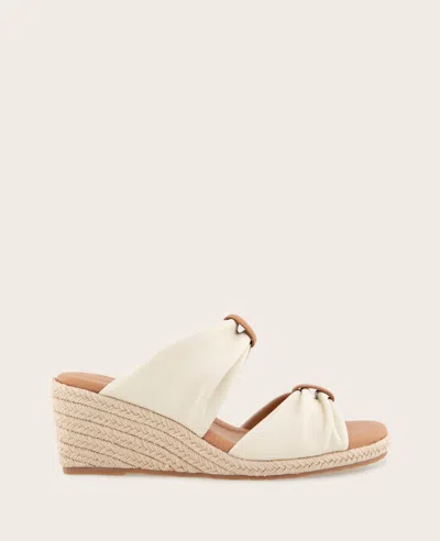 Gentle Souls - Gracious Leather Rouched Espadrille Wedge In White