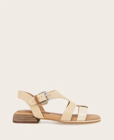 Gentle Souls - Haisley Leather Metallic Combo Sandal In Sand Leather