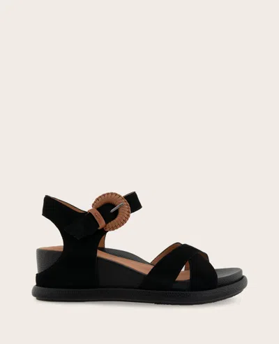 Gentle Souls Jaylee Ankle Strap Wedge Sandal In Black