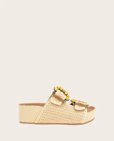 Gentle Souls - Kendall Raffia Wrap Buckle Wedge In Natural Raffia