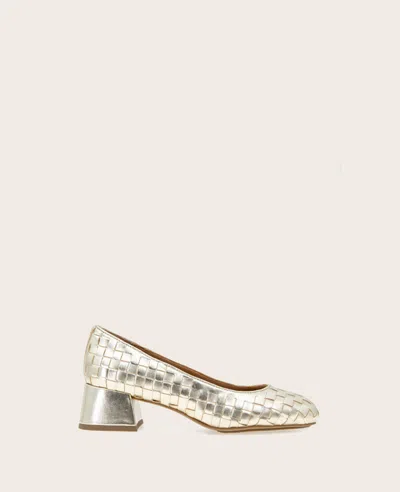 Gentle Souls - Lancine Metallic Woven Heel In Soft Gold Leather