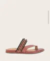 Gentle Souls - Lentini Leather Beaded Sandal In Mahogany Leather