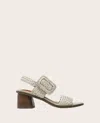 Shop Gentle Souls - Madylyn Metallic Woven Leather Heel Sandal In Ice Metallic Leather