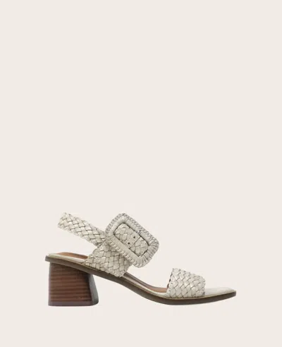 Gentle Souls - Madylyn Metallic Woven Leather Heel Sandal In Ice Metallic Leather