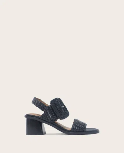 Gentle Souls - Madylyn Woven Leather Heel Sandal In Black Leather