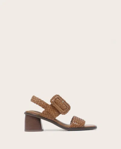 Gentle Souls - Madylyn Woven Leather Heel Sandal In Tan Leather