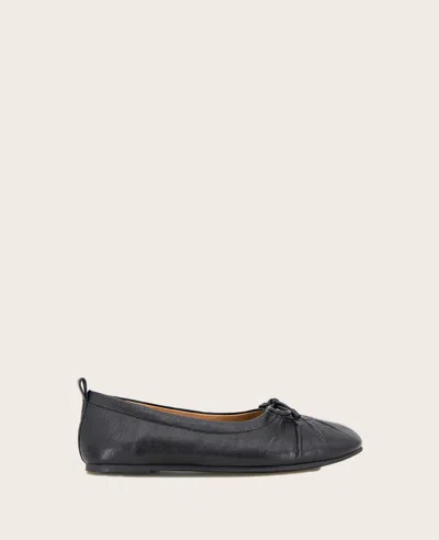 Gentle Souls - Marilyn Leather Pleated Ballet Flat In Black Leather