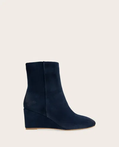 Gentle Souls - Nash Suede Side Zip Wedge Bootie In Blue