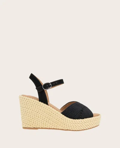 Gentle Souls - Nola Fabric Espadrille Wedge In Black Fabric