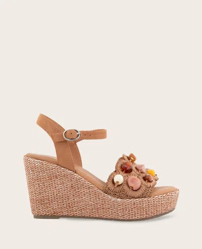 Gentle Souls - Nolina Stone Embellished Espadrille Wedge In Brown