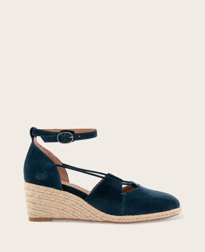 Gentle Souls - Ori Suede Closed Toe Espadrille Wedge In Blue